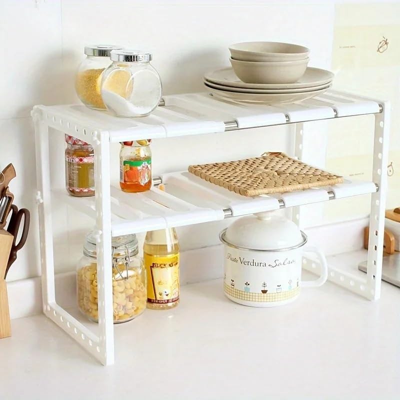 1 Stainless Steel Expandable Kitchen Sink Storage Rack Cabinet Storage Multi-layer Multifunctional Internal Layered Storage Rack(Monolayer 2pcs) - color: Monolayer 2pcs