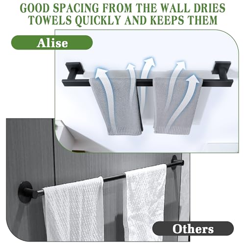 Alise Towel Bars for Bathroom Wall Mounted,24 Inch Towel Racks for Bathroom,SUS304 Stainless Steel Bathroom Towel Holder Towel Rod,Matte Black Towel Hanger Towel Rail