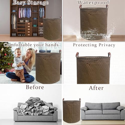 80L Waterproof Laundry Hamper in Family Leather Handle Laundry Basket in Dormitory Collapsible Laundry Bag in Nursery (96-Satisfied laundry hampers, 80L) - color: 96-Satisfied laundry hampers