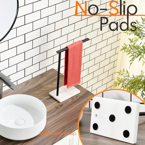 Black Towel Racks Stand 1-Tier Hand Towel Holder for Bathrooms Vanity Countertop with Heavy Marble Base Thicken Steady, Stainless Steel AN7002MB - color: Matte Black, size: 1-Bar
