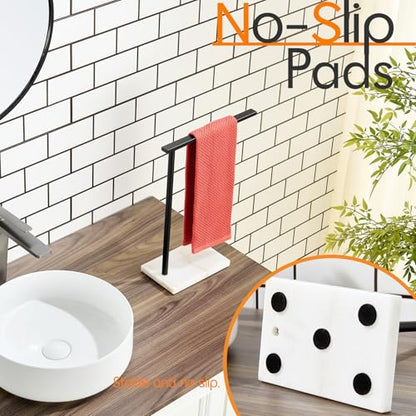 Black Towel Racks Stand 1-Tier Hand Towel Holder for Bathrooms Vanity Countertop with Heavy Marble Base Thicken Steady, Stainless Steel AN7002MB - color: Matte Black, size: 1-Bar