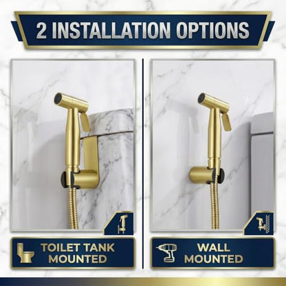TRIPHIL Handheld Bidet Sprayer for Toilet, Adjustable Water Pressure Jet Bidet Attachment with Leak-Proof 304 Stainless Steel T-Valve for Bathroom Cleaning, Cloth Diaper/Feminine Wash, Brushed Gold - color: Brushed Gold