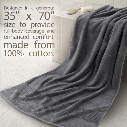 Cotton Paradise 100% Cotton Turkish Towel Set, Soft Absorbent Quick Dry, 2 Piece 35x70 Bath Sheet Set, Dark Gray - color: Dark Gray, size: 35"x70"