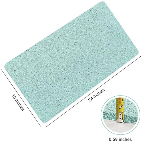 LuxStep Shower Mat Bathtub Mat Non-Slip Bath Mat with Drain, Quick Drying | 24x16 inch PVC Loofah Bathmat for Tub,Shower,Bathroom (Phthalate Free, Green) - color: Green, size: 24" x 16"