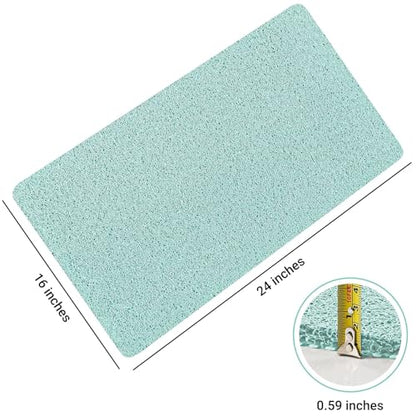 LuxStep Shower Mat Bathtub Mat Non-Slip Bath Mat with Drain, Quick Drying | 24x16 inch PVC Loofah Bathmat for Tub,Shower,Bathroom (Phthalate Free, Green) - color: Green, size: 24" x 16"