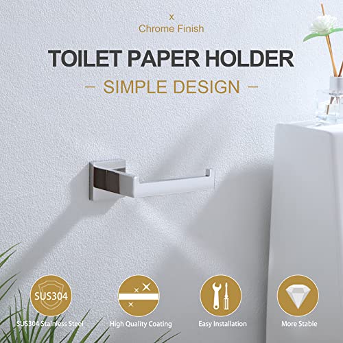 KOKOSIRI Toilet Paper Holder Chrome Toilet Roll Holder for Bathroom Kitchen Washroom T-304 Polished Stainless Steel Wall Mounted, 2 Pack, B2003CH-P2 - color: Polished Chrome, size: Without Shelf(2 Pack)