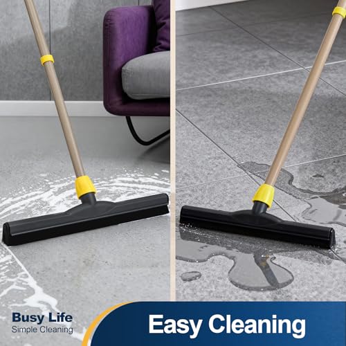 Yocada Floor Squeegee Scrubber Adjustable Telescopic Pole Heavy Duty 54.3" | Household Broom EVA Foam Blade for Garage Courtyard Shower Bathroom Floor Marble Glass Tile Water Foam Cleaning - size: 1 Count (Pack of 1)