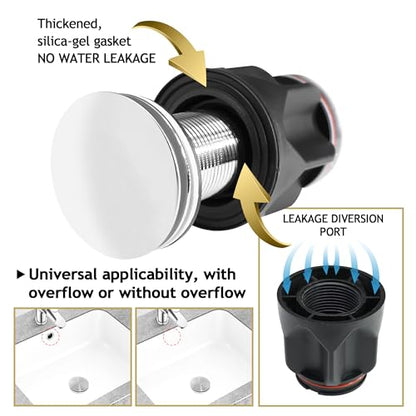 Bathroom Sink Drain Kit, with Flexible Expandable P-Trap Sink Drain Pipe, Fits 1-1/4",1-1/2" and 2'' Drain Hole, Built-in Anti-Clogging Stopper, Anti-Odor Without Overflow - color: Black Without Overflow, style: 1 Pack