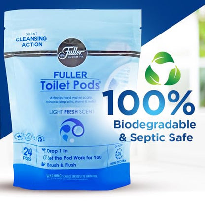 Fuller Brush Toilet Bowl Cleaner Pods - Water Soluble Tablet Cleansers, Cleans Descales & Refreshes Bathroom Toilets Removes Odors Soils & Stains Light Fresh Scent Ideal for Homes & Businesses 1-Pack - size: 24 Count (Pack of 1)