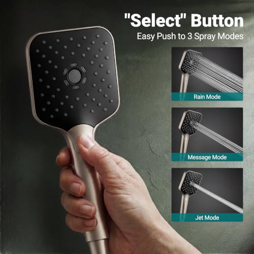 12" XXL Rainfall Shower Head with Handheld Combo Set, Nickel Brushed | High Pressure, Magnetic Docking, Air-Infusion Tech, Anti-Leak One-Piece Design, Dual Square Showerhead - color: Nickel Brushed