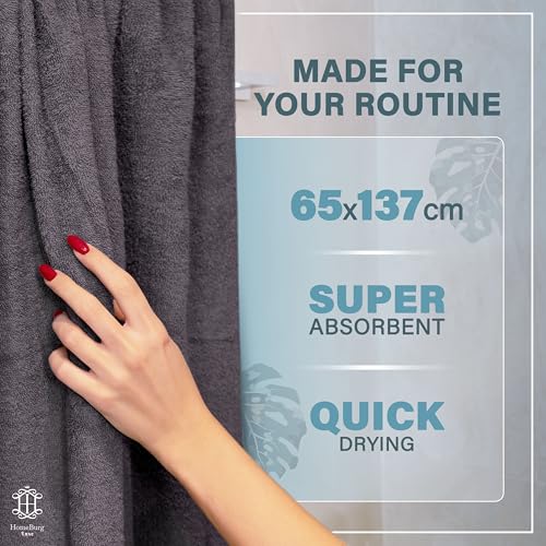 Luxe 2-Piece Bath Towel Set – Large Soft Cotton Towels, Absorbent, Durable & Skin-Friendly, Machine Washable, 27 x 54 in (Dark Grey) - color: Dark Grey