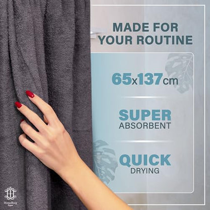 Luxe 2-Piece Bath Towel Set – Large Soft Cotton Towels, Absorbent, Durable & Skin-Friendly, Machine Washable, 27 x 54 in (Dark Grey) - color: Dark Grey