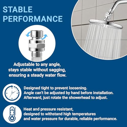 1 Pc Shower Connector Ball Joint Shower Head Swivel Ball Adapter Brass Adjustable Shower Arm Extension Universal Component Polish Chrome - color: Silver