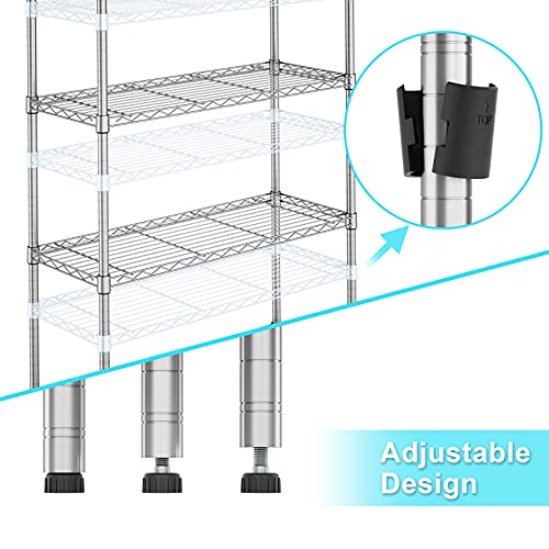 Auslar 4-Tier Heavy Duty Wire Shelving, Adjustable Storage Rack, Chrome | 14"D x 36"W x 54"H, Metal Organizer, 1400 lbs Capacity, for Garage Kitchen Pantry Basement Bathroom Laundry - size: 4 Tier
