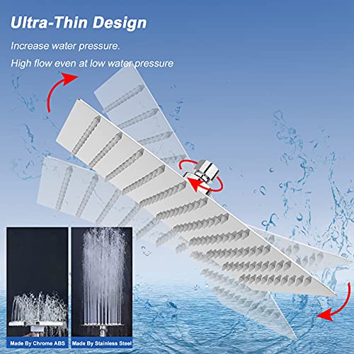 NearMoon Rain Shower Head, High Flow Stainless Steel Square Rainfall Shower, High Pressure Design, Awesome Shower Experience Even At Low Water Flow (10 Inch, Chrome Finish) - color: Chrome Finish, size: 10 Inch Square