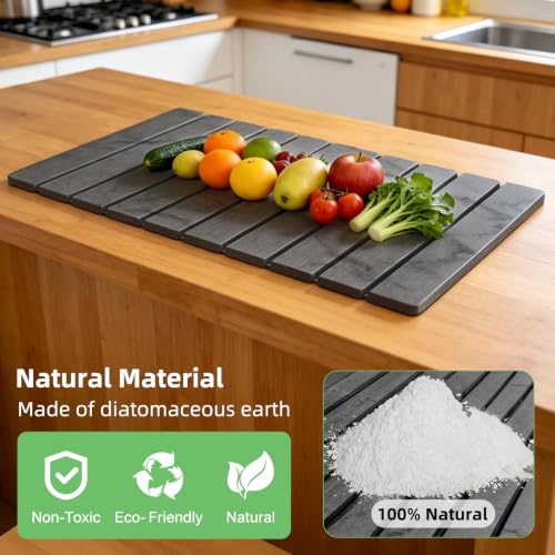 Large Stone Dish Drying Mat for Kitchen Counter, 24"×16" Foldable Quick Drying Mat, Absorbent Diatomaceous Earth Drying Mat for Bottles Cups Dishes, Match Any Countertop (Dark Gray Marble, 24" x 16") - color: Dark Gray Marble