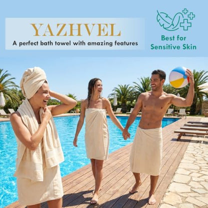 Bamboo Viscose Bath Towel Set Terry - Pack of 6 - Ivory - 30 x 60 in – 60% Viscose Derived from Bamboo 40% Cotton – 730 GSM Plush & Soft Feel - Oeko-TEX Certified - Spa-Luxe Drying Comfort - color: Ivory