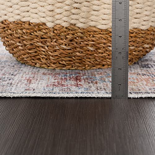 Bloom Washable Non-Slip 7 ft Blue/Red Boho Runner Rug - Kitchen, Hallway - color: Ocean Blue / Brick, size: 2'6" x 7' (Runner)