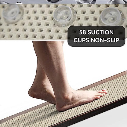 Bathtub Mat Non Slip Ivory 36” X 17” Shower Mat Soft Foam Bath Mats for Bathroom Tub, Bathtub Mat with Drain Holes, Suction Cups, Shower Mat Non Slip - color: Ivory