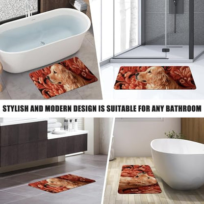 Bathroom Runner Mat Rugs Long,Golden Retriever Dog Flower Image Diatomite Stone Bath Mat Large Absorbent Diatomaceous Earth Mat Non Slip Fast Dry Shower Mat Bathroom Rugs Floor Mat 16x42in - color: Design06