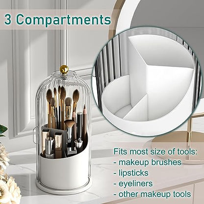 GAXmi Makeup Brush Holder with Lid Rotating Cosmetic Organizer, Transparent | 360 Rotation, Waterproof, Dustproof, Moistureproof - color: Transparent