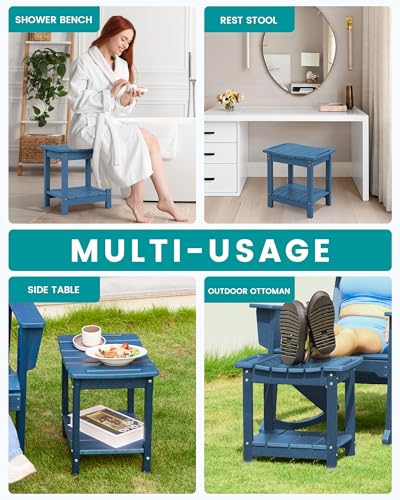 SERWALL Shower Bench, 18" Shower Stool for Inside Shower, HDPE Waterproof Shower Seats for Adults with Storage Shelf & Handles, 360 lbs Capacity- Blue - color: Blue