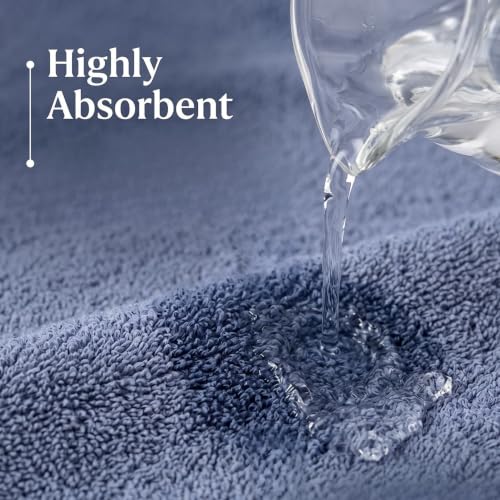 Maisonette Elegance 100% Organic Cotton Turkish Bathroom Towels Set, Ideal Quick Dry Luxury Washcloths, Hand & Large Luxury Bath Towels for Shower (6 Pack), Dark Blue (Mineral) - color: Mineral, style: Bath Towel Set - 6 Piece
