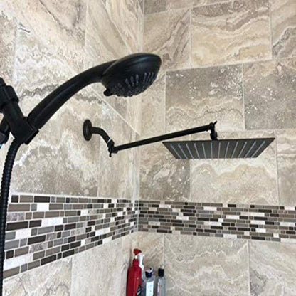 16-Inch Extra Long Shower Extension Arm. Solid Brass. Height/Angle Adjustable With a Unique Locking Gear for a Perfect Position Every time. Holds All Showerhead Sizes!! - color: Oil Rubbed Bronze