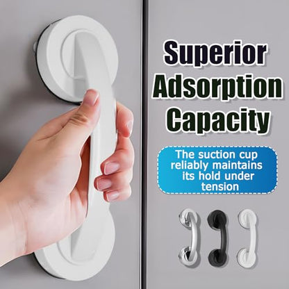 Hordion Suction Cup Door Handle, Suction Grab Bar, White | Bathtub Shower Handle for Glass Doors Windows Kitchen Drawer Cabinet Refrigerator