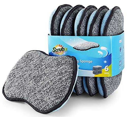 Multi-Purpose Scrub Sponges for Kitchen By Scrub- it - Non-Scratch Microfiber Sponge Along with Heavy Duty Scouring Power - Effortless Cleaning of Dishes, Pots and Pans All at Once(6 Pack, Large) - size: Large (Pack of 6)