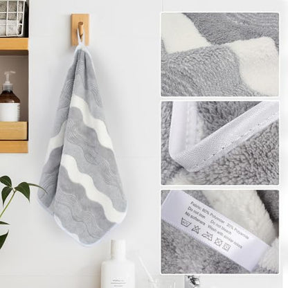 Microfiber Bathroom Hand Towels, 16 x 31 Inch, 3Pack Grey Ripples | Ultra Soft, Makeup Remover Cloth, Face Cleansing Towel - color: Lgreyx3