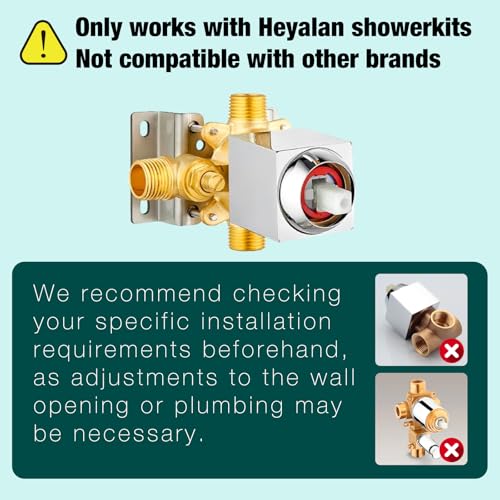 Heyalan 6-Inch Shower Faucet Set with Tub Spout and Valve,Polished Chrome | 6-inch square rainfall head, tub spout with diverter, male-thread rough-in valve, single-handle control and wall-mount design - color: Polished Chrome, size: 6 Inch Square Shower