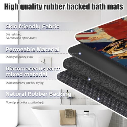 Bathroom Runner Mat Rugs Long,English Bulldog British Flag Creative Diatomite Stone Bath Mat Large Absorbent Diatomaceous Non Slip Fast Dry Bathroom Rugs 16x42in - color: Design05