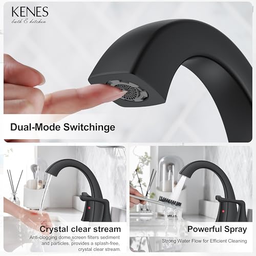 Black Bathroom Faucets for Sink 3 Hole 8 Inch 2 Handle Widespread | Bathroom Vanity Faucet with Pop Up Drain & Supply Lines, Lead-Free cUPC & NSF Certified, 8 Inch Faucet for Vanity RV Sink - color: Matte Black