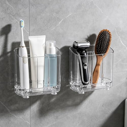 2-Slot Electric Toothbrush Holder Wall/Counter, No-Drill | Self-adhesive waterproof, Drainage holes, Keeps dry, Fits counter/wall, For bathroom vanity,, Small Size - size: Small