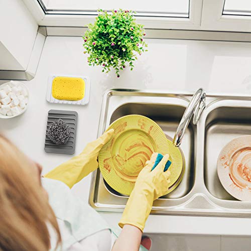 2PCS Soap Dish Holder, Premium Silicone Soap Dishes for Shower Bathroom Kitchen Sinks， Soap Tray Saver Drainer, Self-draining Waterfall, Non-Slip Design, Easy Cleaning (White, Gray) - color: White, Gray