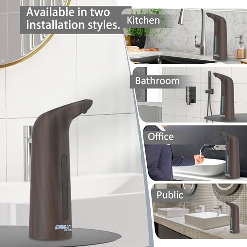 Automatic Liquid Soap Dispenser, 4-Level,13.5oz Touchless | Plastic,400ml Electric Battery Operated Hand & Dish Countertop Soap Dispensers with Sensor for Bathroom,Kitchen Sink - color: Dark Grain, style: Battery
