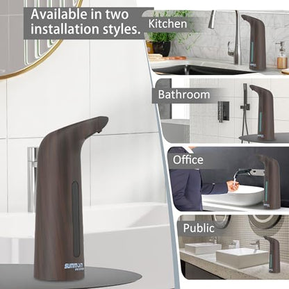 Automatic Liquid Soap Dispenser, 4-Level,13.5oz Touchless | Plastic,400ml Electric Battery Operated Hand & Dish Countertop Soap Dispensers with Sensor for Bathroom,Kitchen Sink - color: Dark Grain, style: Battery