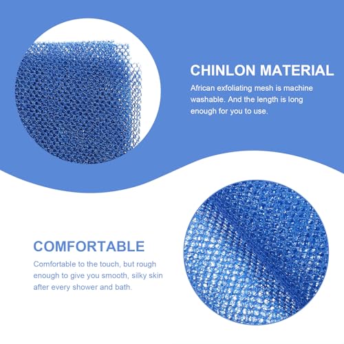 2pcs African Exfoliating Bath Washcloth Back Scrubber Skin Exfoliating Net for Shower Body Cleansing, Practical Bathroom Sponge Set with Blue and Black Colors