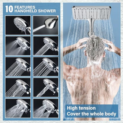 Rain Shower Head with Handheld High Pressure rainfall Shower Heads with Handheld Spray Combo,Premium Polished Chrome - color: Premium Polished Chrome