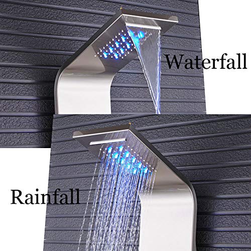 Multi-Function Digital Display Shower Panel Stainless Steel Bath Shower Faucet Set Tower Shower Column with Body Massage Jets