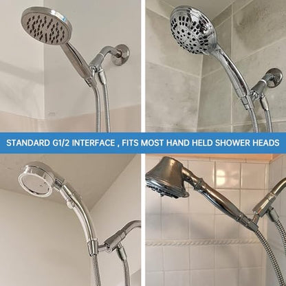 G-Promise All Metal Shower Head Holder with 71 Inch Hose(Chrome) | All Metal Construction, Adjustable Bracket, Flexible Tangle-free Hose, Standard Connection Thread, Easy Install - color: Chrome