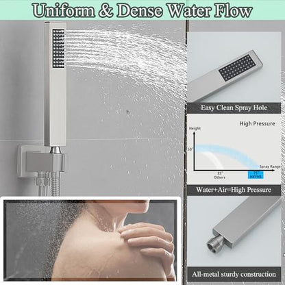 Hand Shower Wand Handheld Shower Spray High Pressure Single Function Luxury Hand Showerhead Brushed Nickel - color: Brushed Nickel, style: Square