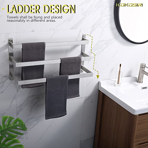 KOKOSIRI Bath Towel Bars Bathroom 3-Tiers Ladder Towel Rails Towel Holders Wall Mounted Towels Shelves Rack Brushed Stainless Steel, B5006BR-L24 - color: Brushed Nickel