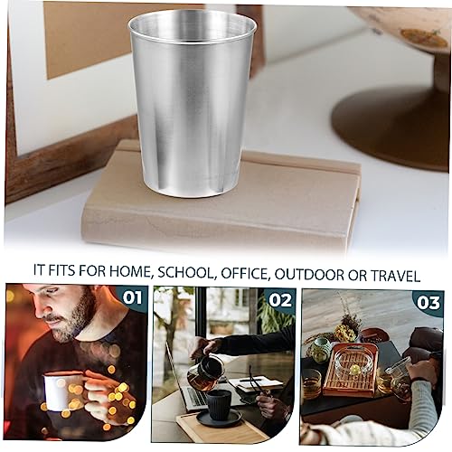 ULTECHNOVO Stainless Steel Water Tumbler Cup Multi Use Beverage Toothbrush Holder Silver Bathroom Cup for Juice Soda Washroom Easy to Clean - size: 8.50X6.00X6.00CM