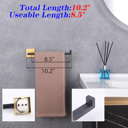 GERZWY Modern Towel Holder Contemporary Style Stainless Steel Towel Hanger Towel Ring for Bathroom Wall Mount (Black & Gold) IG1806-BD - color: Black & Gold