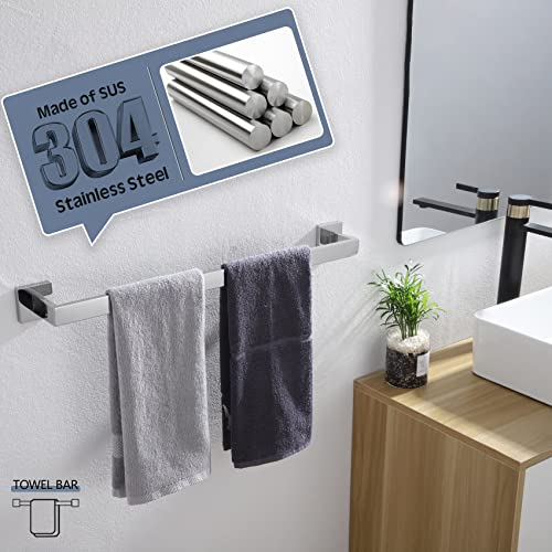 KOKOSIRI 20-Inch Single Towel Bar, Bathroom Kitchen Towel Holder, Wall Mounted SUS304 Stainless Steel Towel Rack, Polished Chrome, B4003CH-L20 - color: Polished Chrome, size: 20-Inch