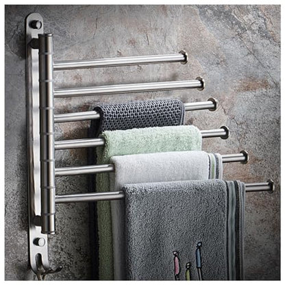 ZHOUXIAO Premium Stainless Steel Swing Out Towel Bar/Swivel Towel Racks for Bathroom Kitchen, Brushed Towel Bar Folding Arm Swivel Hanger Bathroom Storage Organizer Wall Mou 6Bars