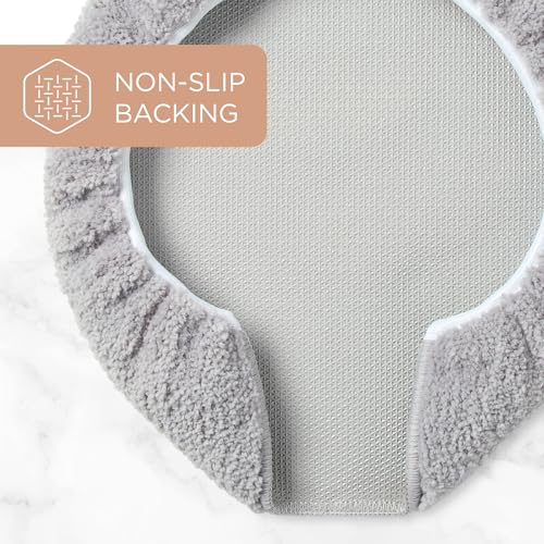 TOWN & COUNTRY EVERYDAY Ultra Plush Solid Tufted Toilet Lid Cover, Soft and Absorbent, Non-Slip Cover, Machine Washable, Grey, 18"x19" - color: Grey