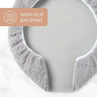 TOWN & COUNTRY EVERYDAY Ultra Plush Solid Tufted Toilet Lid Cover, Soft and Absorbent, Non-Slip Cover, Machine Washable, Grey, 18"x19" - color: Grey